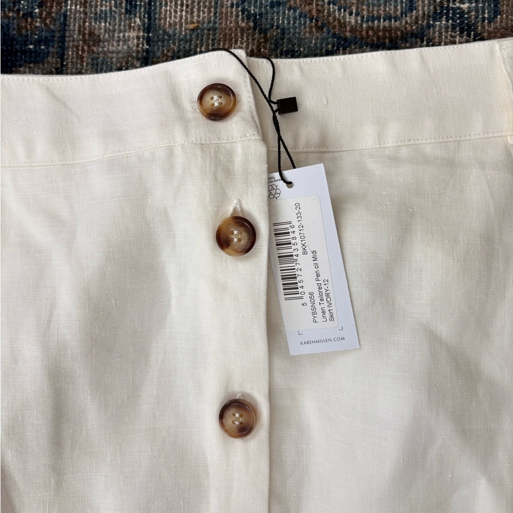 Karen Millen  Linen Tailored Pencil Midi Skirt NWT - Picture 2 of 4